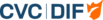 Transparent blue text cvc dif logo wordmark icon